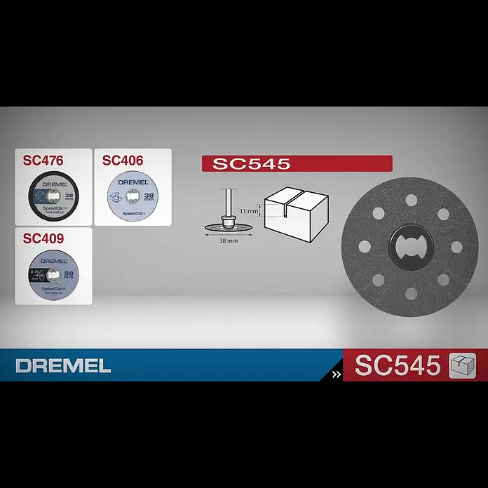 Dremel EZ SpeedClic Diamant-Trennscheibe SC545 - Arbeitsdurchmesser: 38 mm - Produktvideo Dremel EZ SpeedClic Diamant-Trennscheibe SC 545