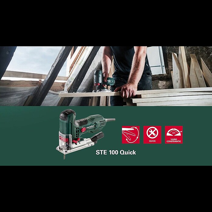 Metabo Stichsäge STE 100 Quick710 W, Leerlaufhubzahl: 1.000 Hübe/min - 3.100 Hübe/min Product