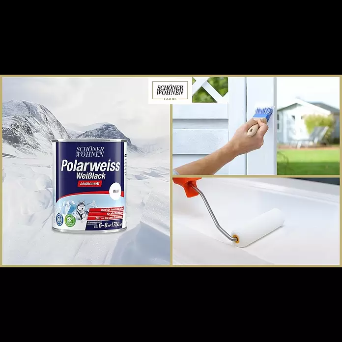 SCHÖNER WOHNEN-Farbe Weißlack Polarweiß - Weiß, Glänzend, 750 ml, Wasserbasiert - Der kraftvolle Universallack für innen und außen | Schöner Wohnen Polarweiss Weißlack