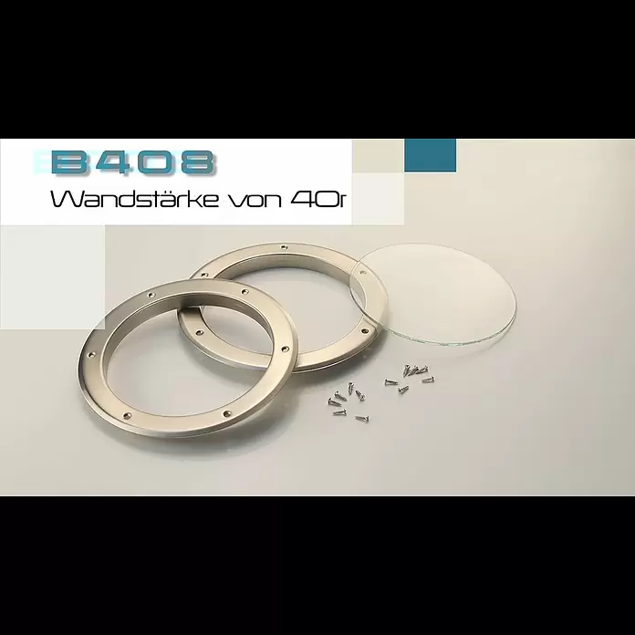 Mottez Bullauge - Metall, Gold, Optik Glas: Klarglas, Durchmesser: 26 cm - Anbauanleitung Türbullauge - B408 / B409 (35 mm)
