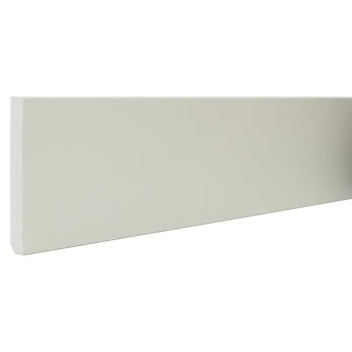 Rodapié Blanco - 2,2 m x 12 mm x 90 mm - Primer plano de un rodapié de madera blanco, ideal para la decoración de paredes y como elemento decorativo en espacios interiores.