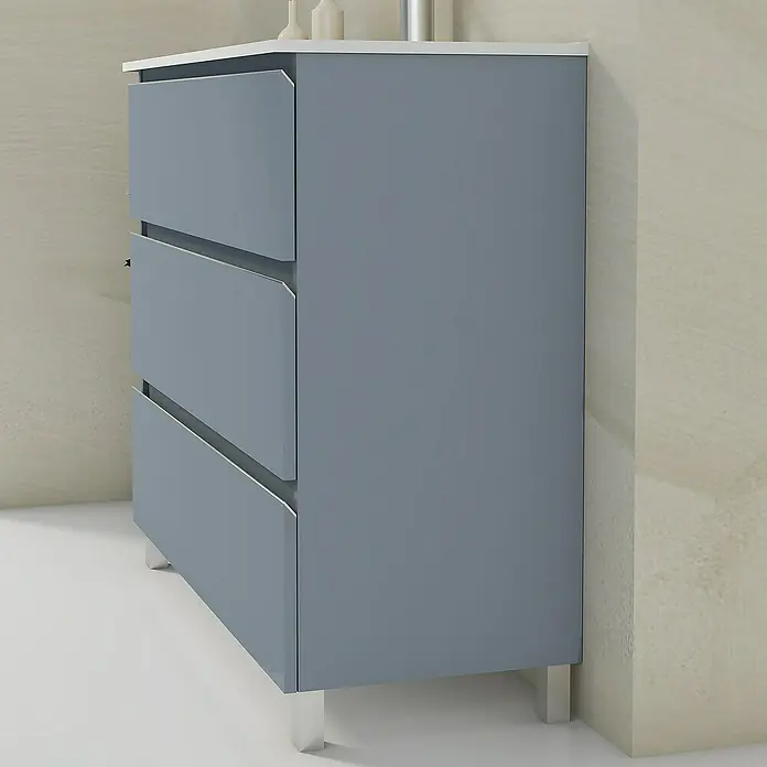 Artysan Mueble bajo de lavabo Ons - L x An x Al: 38,6 x 100 x 83,3 cm, Azul - Este elegante mueble de baño gris con cajones ofrece almacenamiento elegante y una estética moderna para cualquier baño.