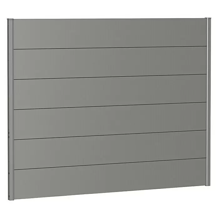 Biohort Sichtschutzelement - B x H: 180 x 135 cm, Stahl, Quarzgrau Metallic - Graues Sichtschutz-Zaunelement mit horizontaler Lamellenstruktur.