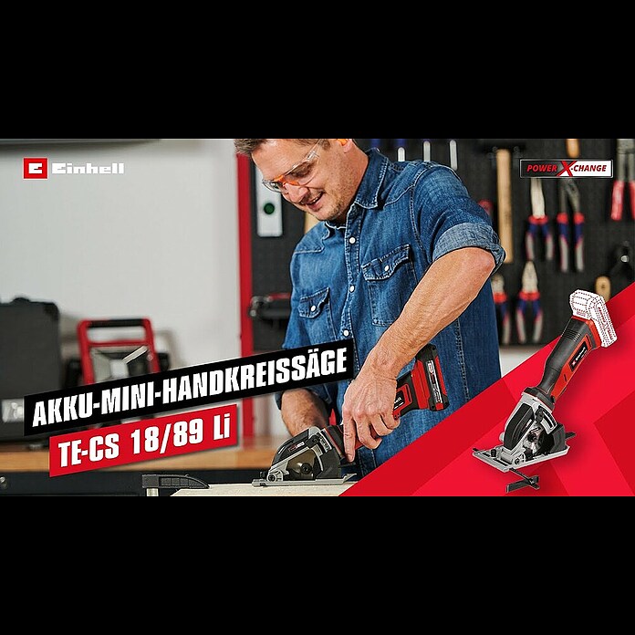 Einhell Power X-Change Akku-Handkreissäge TE-CS 18/89Li-Solo18 V, Ohne Akku, Leerlaufdrehzahl: 0 U/min - 2.500 U/min Product