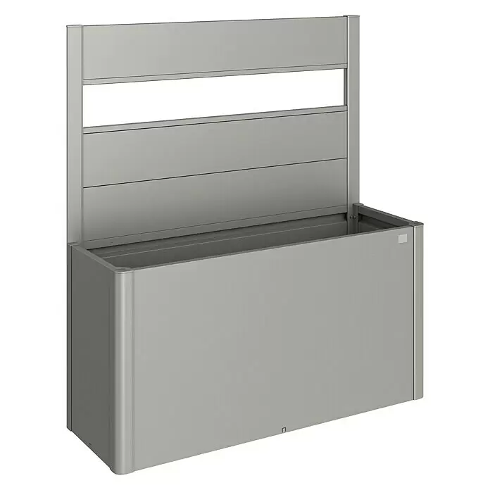 Biohort DaVinci Sichtschutzelement - Passend für: Biohort DaVinci Pflanzkasten Gr. 150, Quarzgrau Metallic - Graues Metall-Pflanzgefäß mit integriertem Lamellen-Sichtschutz, geeignet für Pflanzen und Privatsphäre.