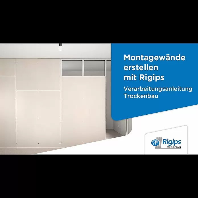 Rigips Gipskartonplatte GKB - 2.000 x 600 x 12,5 mm - Erstellung/Aufbau von Montagewänden (Trennwand) - Rigips Verarbeitungsanleitung Trockenbau