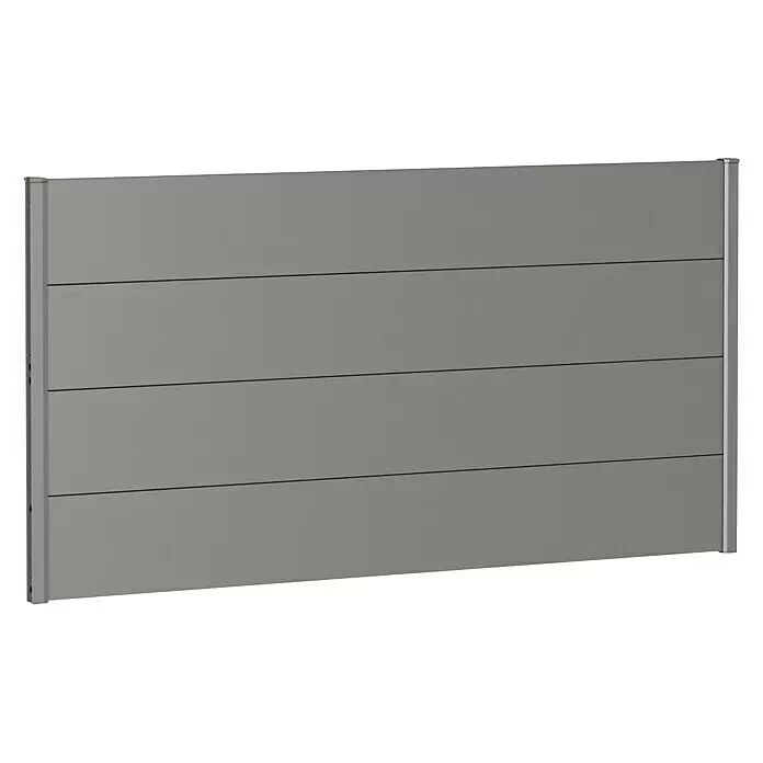 Biohort Sichtschutzelement - B x H: 180 x 90 cm, Stahl, Quarzgrau Metallic - Graue Sichtschutzwand mit horizontalen Lamellen für Garten oder Terrasse.