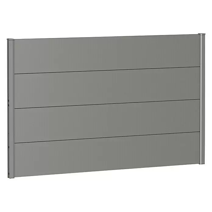 Biohort Sichtschutzelement - B x H: 150 x 90 cm, Stahl, Quarzgrau Metallic - Graue Zaunplatte mit horizontalen Lamellen.