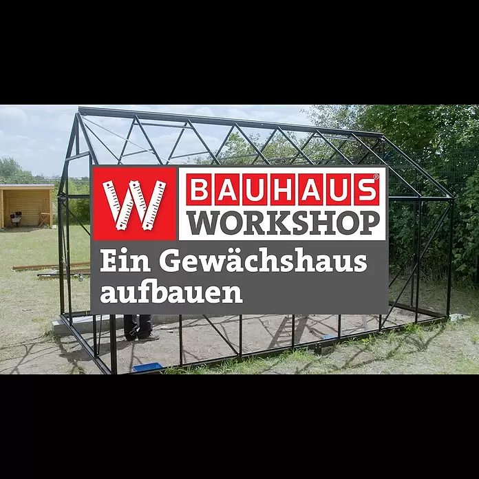 Vitavia Gewächshaus Domus 11500Außenmaß inkl. Dachüberstand (B x T): 257 x 449 cm, 4 mm, Schwarz - BAUHAUS Workshop - Gewächshaus selbst aufbauen [Anleitung]