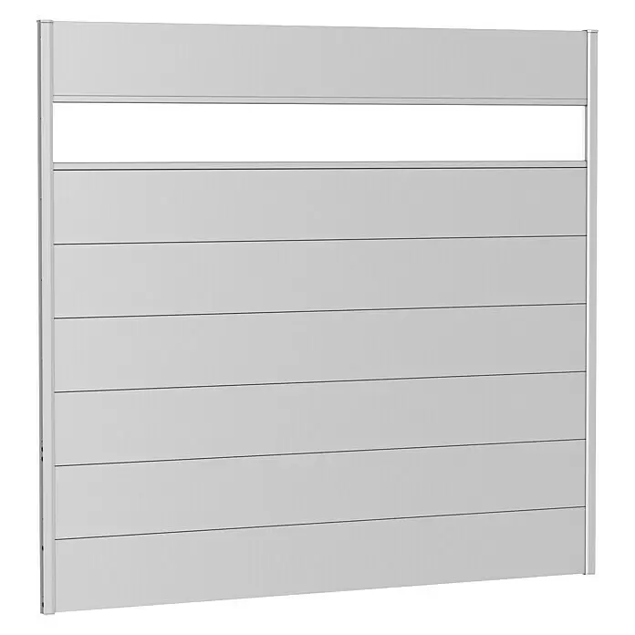 Biohort Sichtschutzelement mit Acrylglas - B x H: 200 x 180 cm, Stahl, Silber Metallic - Modulares, hellgraues Lamellen-Sichtschutzpaneel.