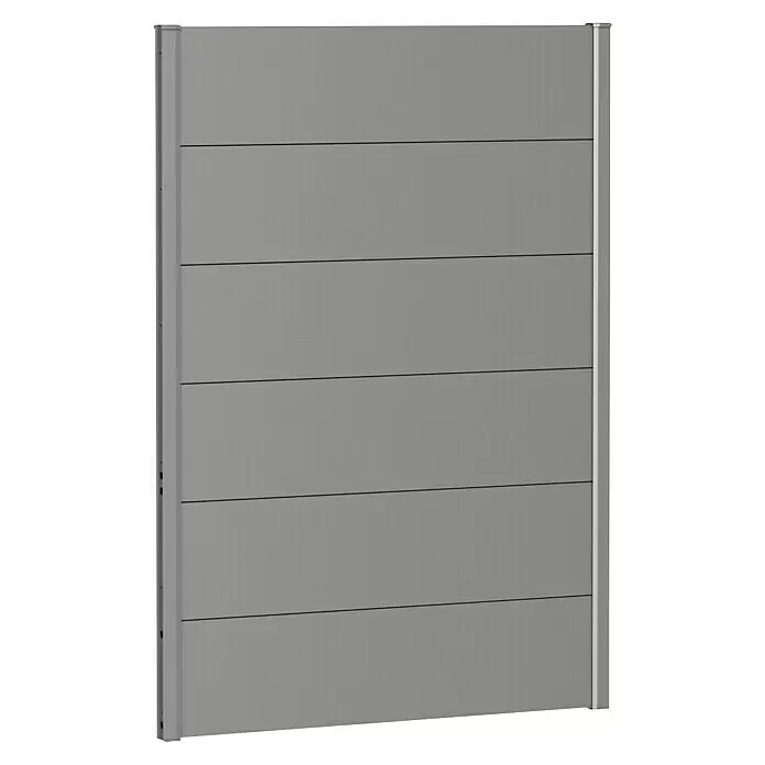 Biohort Sichtschutzelement - B x H: 100 x 135 cm, Stahl, Quarzgrau Metallic - Graue modulare Zaunplatte mit horizontalen Latten, ideal für Sichtschutz im Garten.
