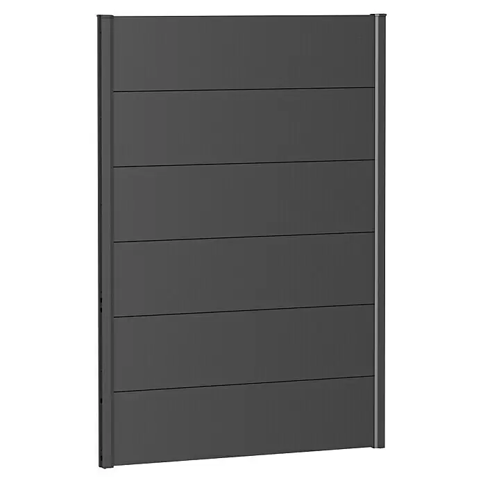 Biohort Sichtschutzelement - B x H: 100 x 135 cm, Stahl, Dunkelgrau Metallic - Dunkelgraues Zaunpaneel mit horizontalen Lamellen und modernem Design.