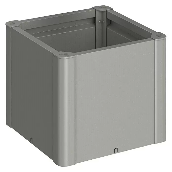 Biohort Belvedere Hochbeet Belvedere - 53 x 53 x 45 cm, Stahl, Quarzgrau Metallic - Quadratisches graues Hochbeet aus Metall mit sichtbaren Eckhalterungen.