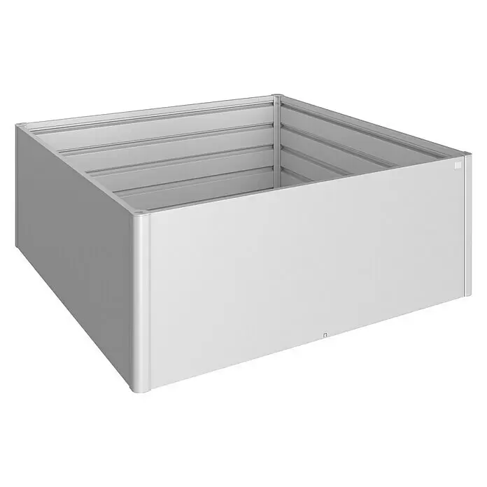 Biohort Hochbeet - 201 x 201 x 77 cm, Stahl, Silber Metallic - Quadratisches Hochbeet aus hellgrauem Metall mit innenliegender Horizontalverstärkung.