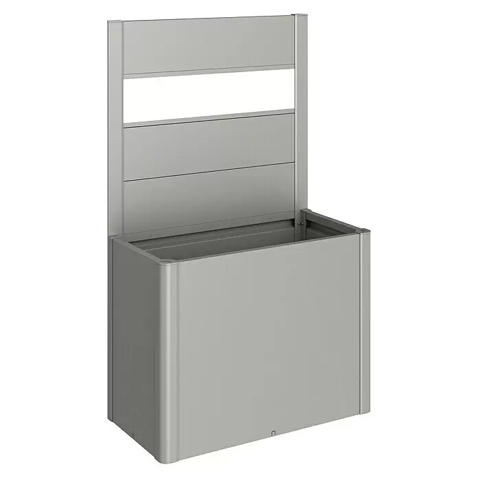 Biohort DaVinci Sichtschutzelement - Passend für: Biohort DaVinci Pflanzkasten Gr. 100, Quarzgrau Metallic - Grauer Metall-Pflanzkasten mit hoher, lamellierter Rückwand für Sichtschutz oder Pflanzenstütze.