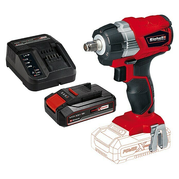 Einhell Power X-Change 18V Maschinenpaket (Akku-Impulsschrauber TE-CW 18 Li Brushless-Solo + Starter-Kit (-50%)) + BAUHAUS Garantie 5 Jahre auf elektr