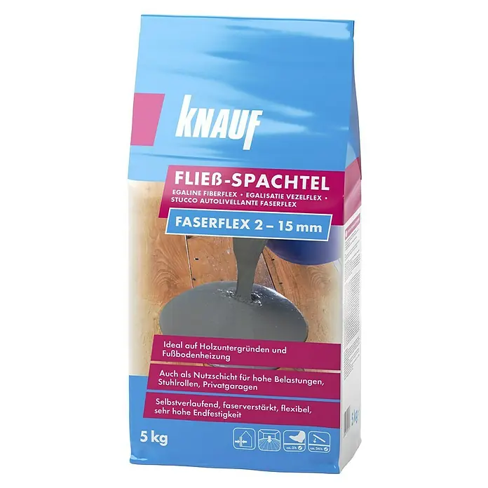 Knauf Fließspachtel Faserflex - 5 kg, Schichtdicke: 2 mm - 15 mm - Abbildung eines 5 kg-Sacks Knauf Fließ-Spachtel Fasermörtel.