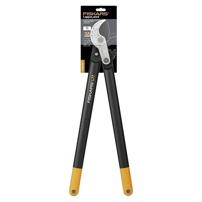 Fiskars Getriebe-Astschere PowerGear II L77 - Länge: 68,6 cm, Max. Aststärke: 50 mm, Kunststoff, Orange/Schwarz - Fiskars Amboss-Getriebeastschere L77 mit PowerGear™ Technologie für müheloses Schneiden von Ästen bis zu 50 mm Durchmesser.