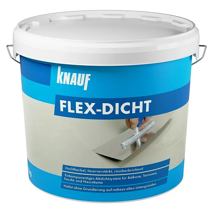 Knauf Flexdicht - 15 kg - Ein Eimer Knauf Flex-Dicht, eine flexible Dichtmasse, ideal für Balkone, Terrassen und Feuchträume, mit hoher Haftung.