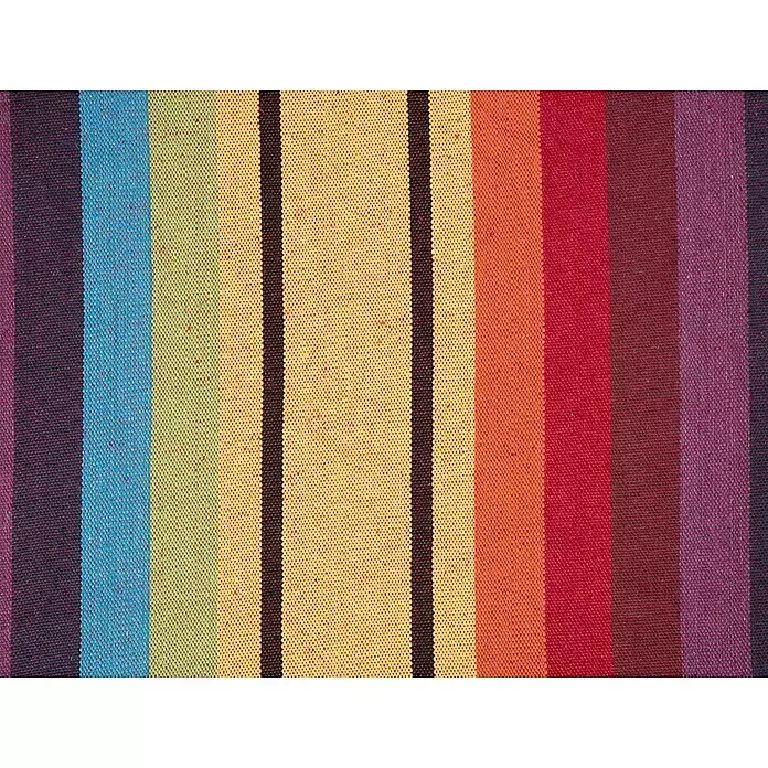 Amazonas Hängematte Barbados - Rainbow - Bunter, vertikal gestreifter Webstoff mit sichtbarer Textur.