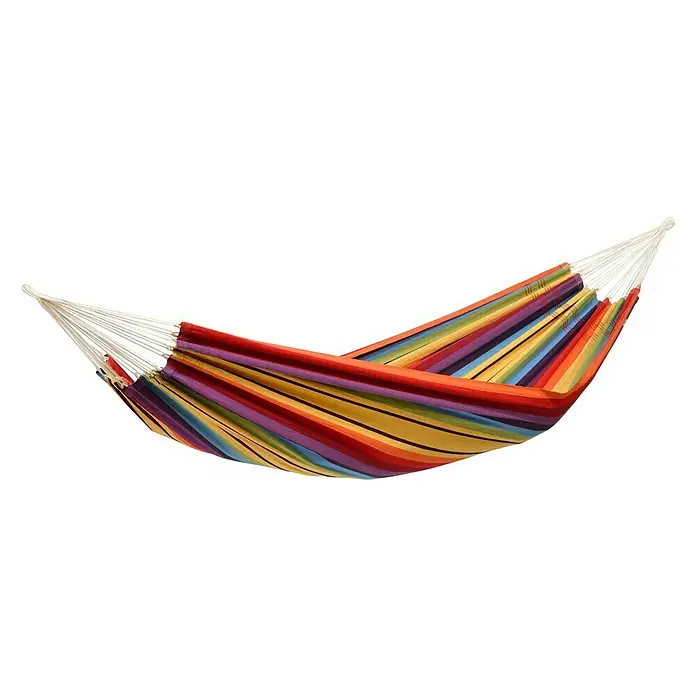 Amazonas Hängematte Barbados - Rainbow - Bunte Hängematte mit gestreiften Design zum entspannten Liegen und Entspannen im Garten, auf der Terrasse oder beim Camping.