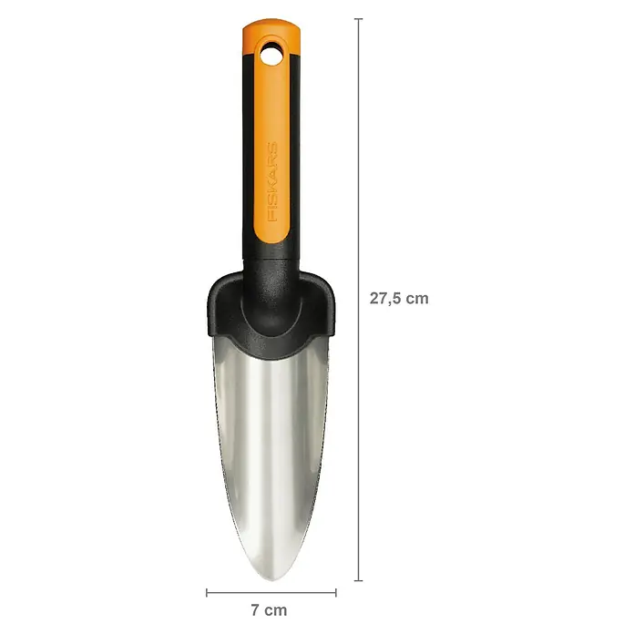 Fiskars Premium Pflanzkelle - Länge: 27,8 cm - Fiskars Pflanzschaufel mit den Maßen 27,5 cm Länge und 7 cm Breite für effizientes und komfortables Pflanzen im Garten.