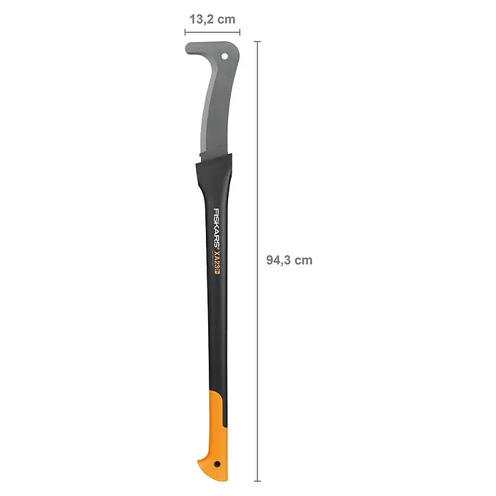 Fiskars WoodXpert Machete XA23 - Länge: 94,5 cm - Abbildung einer Fiskars XA23 Spaltaxt mit den Maßen 13,2 cm und 94,3 cm zur Veranschaulichung der Größe.
