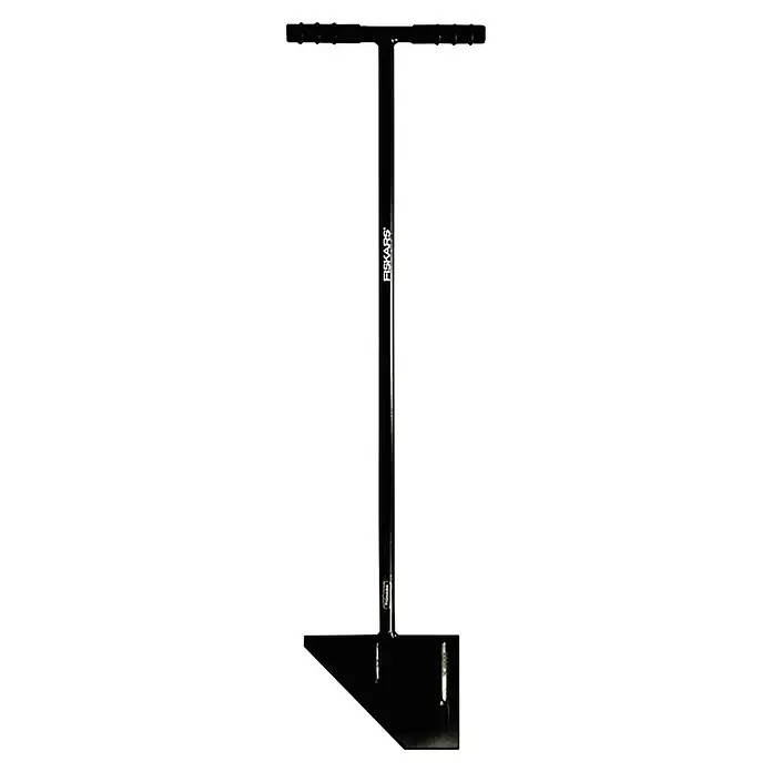 Fiskars Solid Rasenkantenstecher - Arbeitsbreite: 23 cm, Stahl - Eine schwarze Fiskars Spatengabel mit T-Griff, ideal für Gartenarbeiten und zum Umgraben von Beeten.