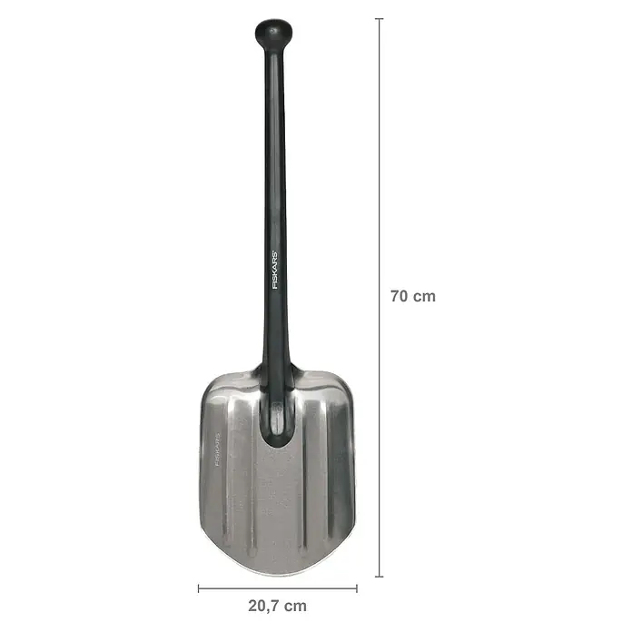 Fiskars Autoschaufel - Breite: 29 cm, Schwarz - Detailaufnahme einer Fiskars Schneeschaufel mit den Maßen 70 cm Höhe und 20,7 cm Breite, ideal für den Wintereinsatz.