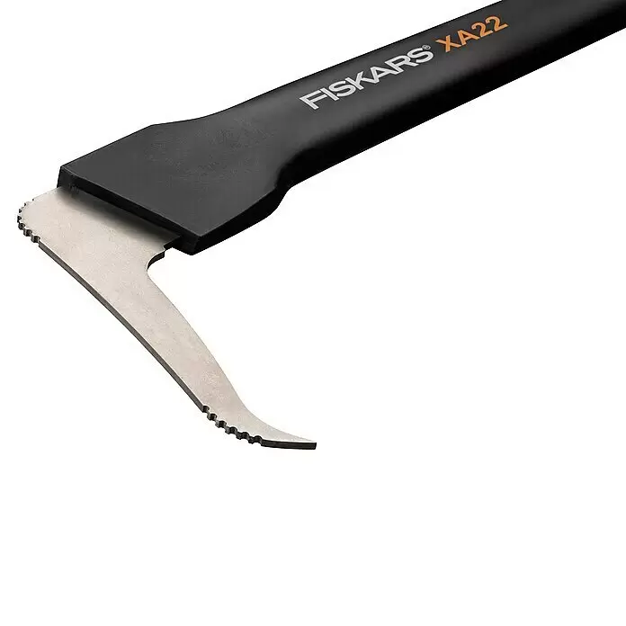Fiskars WoodXpert Sappie XA22 - Länge: 78 cm - Schwarzer Fiskars XA22 Fällhebel mit silberner Metallklinge und gezahnter Kante.