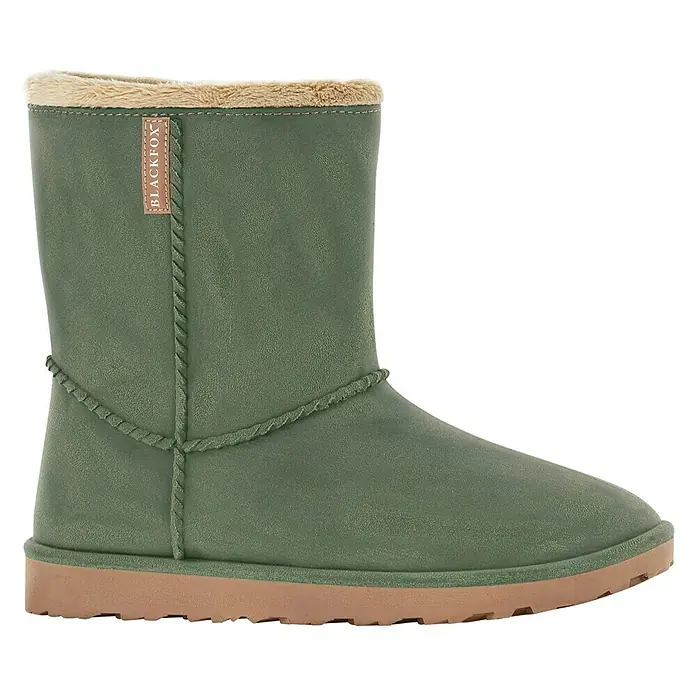 Black Fox Winterstiefel Cheyennetoo - Schuhgröße: 36, Khaki - Grüner BLACKFOX Winterstiefel mit brauner Sohle und beigem Fellrand. Ideal für kalte Tage und modische Looks.
