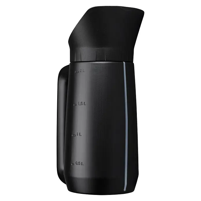 Fiskars Solid Handstreuer - 2 l - Ein schwarzer 2-Liter-Isolierkrug mit Füllstandsanzeige, ideal für Heiß- und Kaltgetränke, um die Temperatur über Stunden zu halten.