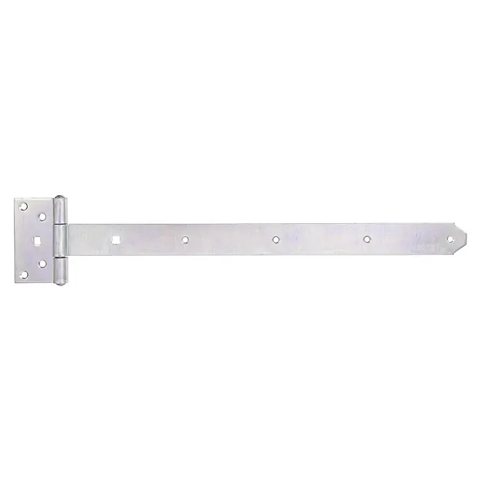 Stabilit Kreuzgehänge - B x L: 105 x 570 mm, Maße Band: 500 x 38 mm - Ein T-Scharnier mit einer Metallplatte zur Befestigung, ideal für Tore oder Türen.