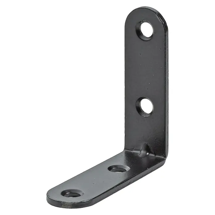 Hettich Stuhlwinkel - L x B x H: 50 x 50 x 15 mm, Stahl, Schwarz - Schwarzer Winkelverbinder aus Metall mit mehreren Löchern zur Befestigung für Stabilität und Halt.