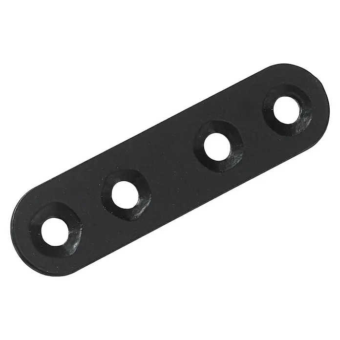 Hettich Verbindungsblech - L x B x S: 60 x 15 x 2 mm, Schwarz, Gesamtstückzahl: 1 Stk. - Schwarze Kunststoffverbindungsplatte mit vier Löchern für eine stabile und sichere Befestigung in verschiedenen Anwendungen.