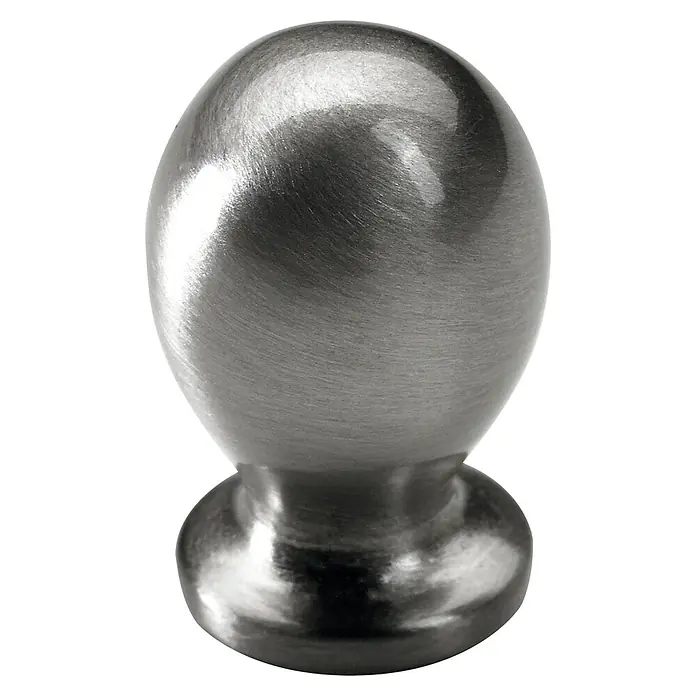 Hettich Möbelknopf - Typ Möbelgriff: Knopf, Sonstige, Sonstige, Edelstahloptik - Nahaufnahme eines runden, gebürsteten Nickel-Möbelknopfs mit einem eleganten und minimalistischen Design, ideal für moderne Möbel.