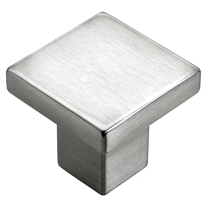 Hettich Möbelgriff - Typ Möbelgriff: Knopf, Sonstige, Sonstige - Quadratischer Möbelknopf aus gebürstetem Edelstahl. Ideal für Schubladen, Schränke und Möbel mit modernem Design.