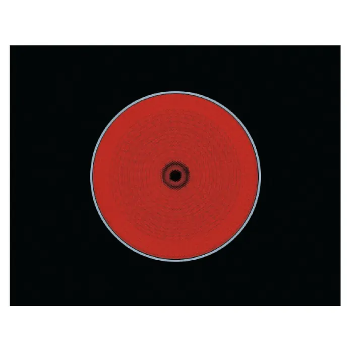 Electrolux Placa de cocción vitrocerámica EHF6231IOK - Número de fogones estándar: 3 ud. - Círculo rojo con líneas concéntricas sobre un fondo negro. Patrón concéntrico y representación gráfica.