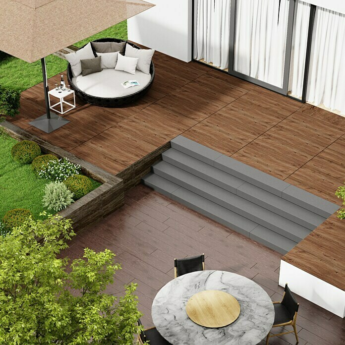 Marazzi Terrassenfliese E20T Woodliving Scuro40 x 120 x 2 cm, Braun, Matt Mood Shot