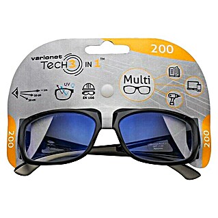 Varionet Zaštitne naočale s dioptrijom 200 (Sila lomljenja: 2 dpt, plavi svjetlosni filtar, Crne boje)
