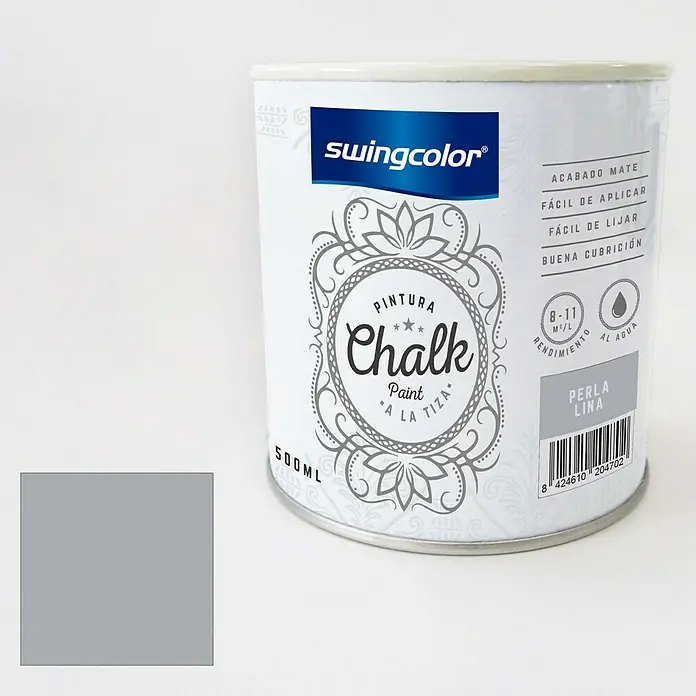 swingcolor Pintura de tiza Chalk Paint - Perla Lina, 500 ml - Un bote de pintura a la tiza Swingcolor "Perla Lina", ideal para muebles y decoración, de fácil aplicación y con un elegante acabado mate.