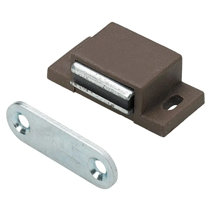 Hettich Magnetverschluss - L x B x H: 40 x 13 x 22 mm, Haftkraft: 4 kg, Braun - Brauner Magnetverschluss mit Metallplatte, ideal für Schränke. Bietet sicheren Halt und einfache Montage.