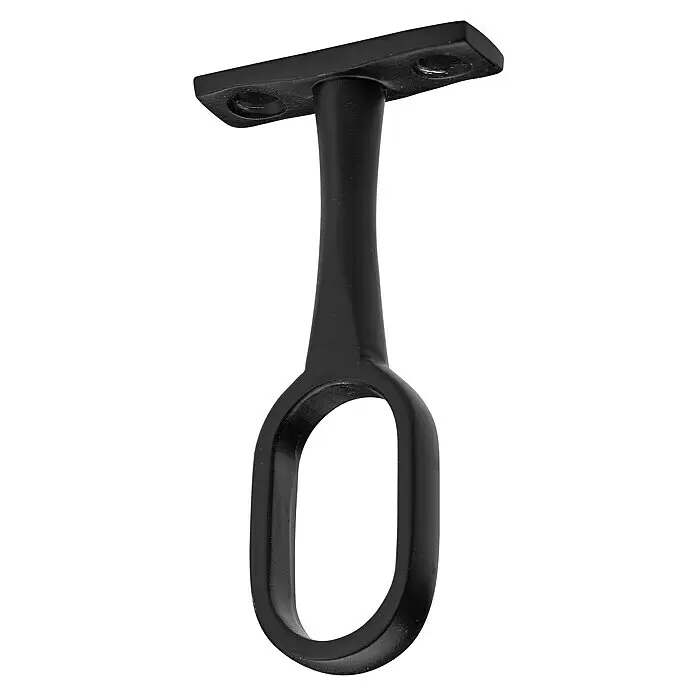 Hettich Kleiderstangenhalter - Zinkdruckguss, Schwarz - Schwarze Metall-Kleiderstangenhalterung zur Deckenmontage mit ovaler Öffnung.