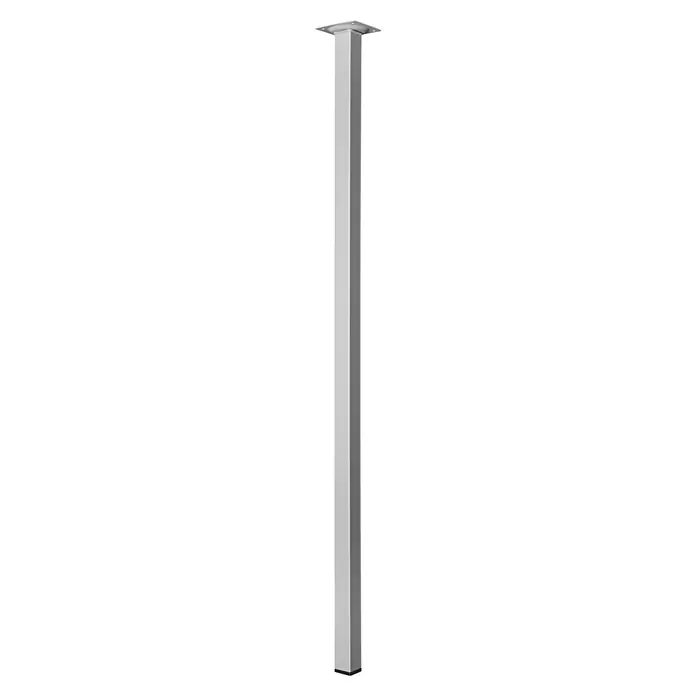 Hettich Möbelfuß - L x B x H: 2,5 x 2,5 x 80 cm, Traglast: 50 kg, Stahl, Aluminium-Optik - Tischbein: Ein modernes, quadratisches Tischbein in Grau, perfekt für stilvolle Möbeldesigns und stabile Tischkonstruktionen.