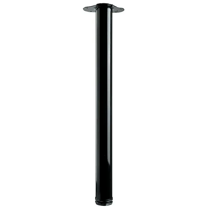 Hettich Teleskop-Möbelfuß - Durchmesser: 6 cm, Höhenverstellung: 70 cm - 73 cm, Traglast: 100 kg, Stahl, Schwarz, Pulverbeschichtet - Glänzendes, schwarzes Tischbein aus Metall mit runder Montageplatte für Möbeldesigns und DIY-Projekte.