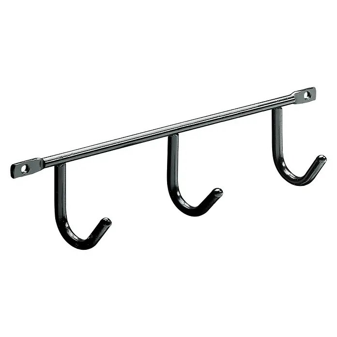 Hettich Hakenleiste - 35 x 52 mm, Anzahl Haken: 3 Stk. - Metall Kleiderhakenleiste mit drei Haken zur Wandmontage. Praktisch und robust für Ordnung im Flur.