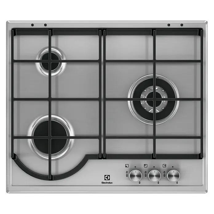 Electrolux Placa de cocción de gas EGH6333BOX - L x An: 51 x 59,5 cm, Número de quemadores de gas: 3 ud. - Encimera de gas Electrolux con tres quemadores y mandos para un ajuste preciso de la temperatura.