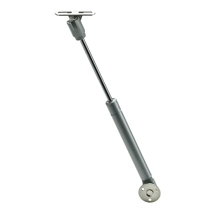 Hettich Gasdruckfeder - Länge: 272 mm, Federstärke: 100 N - Druckfeder für Möbelbeschläge zur Unterstützung von Klappen und Türen. Die Feder ist aus Metall und hat eine graue Farbe.