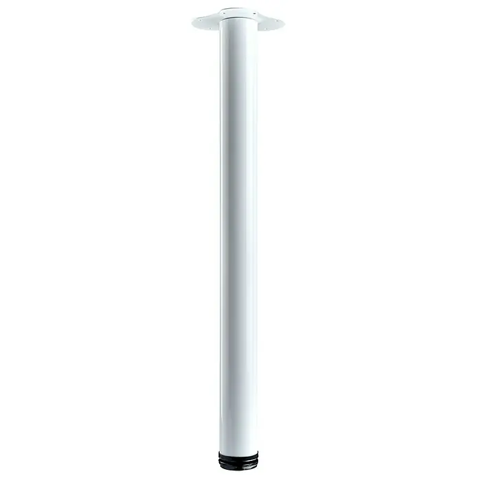 Hettich Teleskop-Möbelfuß - Durchmesser: 6 cm, Höhenverstellung: 70 cm - 73 cm, Traglast: 100 kg, Stahl, Weiß, Pulverbeschichtet - Weißes, zylindrisches Tischbein mit Montageplatte. Ideal für Möbelprojekte.