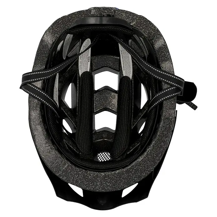 Fischer Fahrradhelm Urban Plus Boston - L/XL 58 - 61 cm, Dunkelblau - Innenansicht eines Fahrradhelms mit Polsterung und verstellbaren Riemen für optimalen Komfort und sicheren Halt.